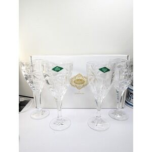 Shannon Crystal Dublin Wine Goblets Drinking Glasses 8" Ireland Set of 4